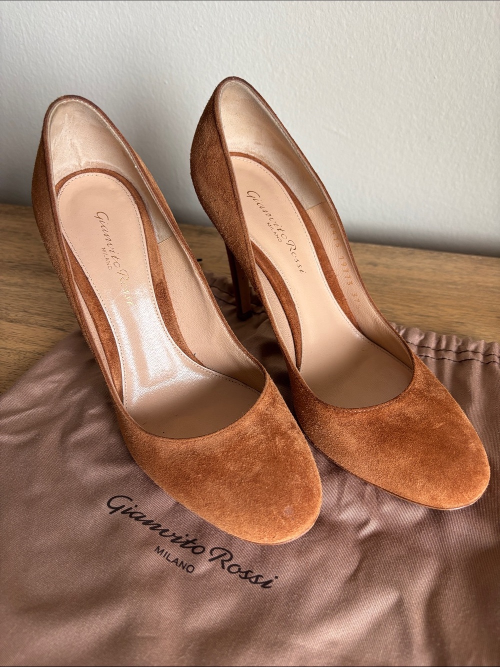 Gianvito Rossi Rust Suede Pointed-Toe Pumps